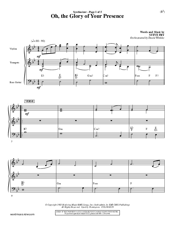 Oh The Glory Of Your Presence Synth (Steve Fry)