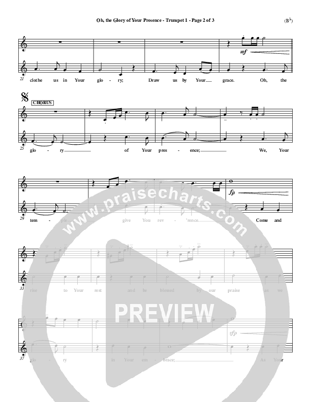 Oh The Glory Of Your Presence Trumpet 1 (Steve Fry)