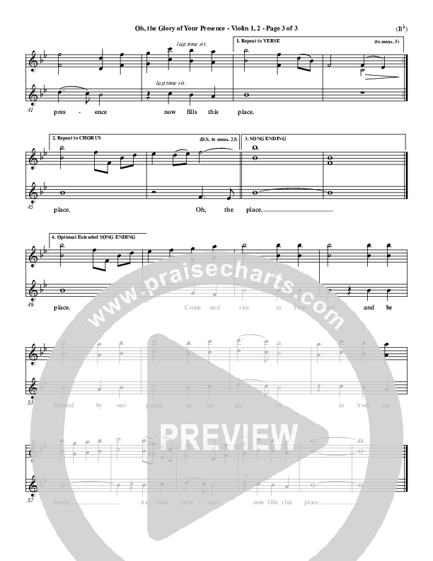 Oh The Glory Of Your Presence Violin 1/2 (Steve Fry)