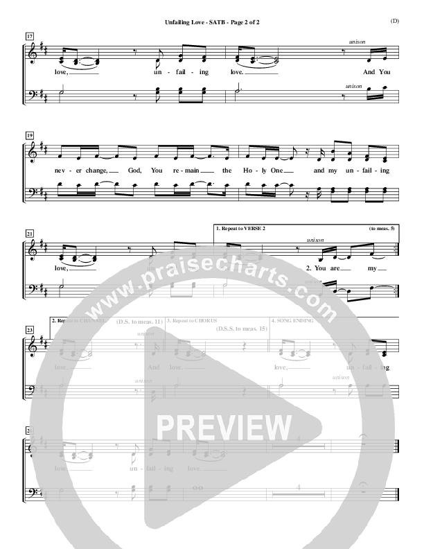 Unfailing Love Choir Sheet (SATB) (Chris Tomlin)