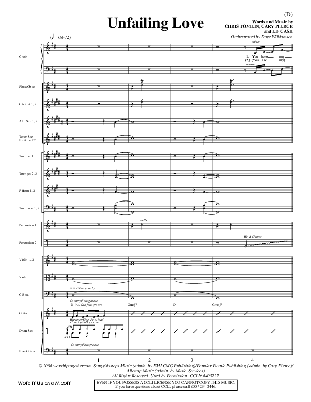 Unfailing Love Conductor's Score (Chris Tomlin)