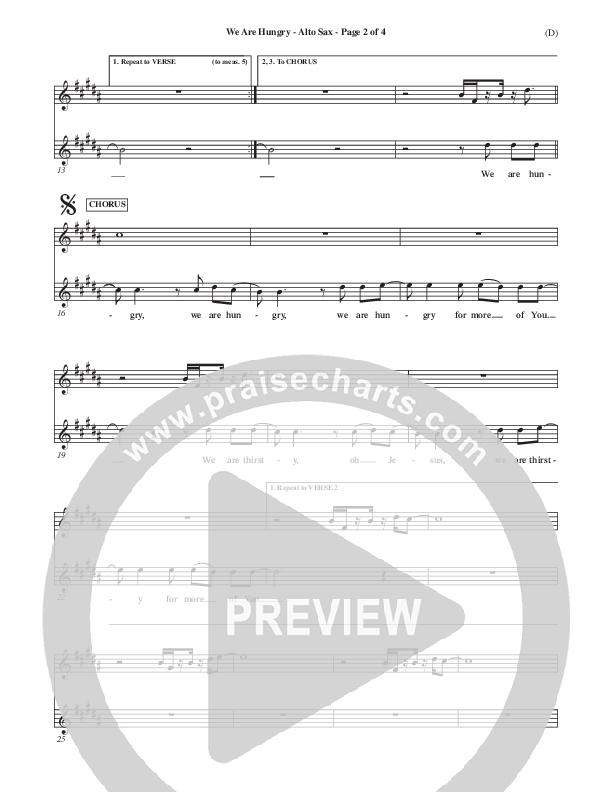 We Are Hungry Alto Sax (Brad Kilman)