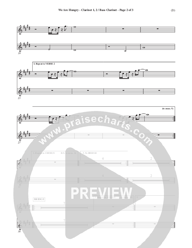 We Are Hungry Clarinet 1/2, Bass Clarinet (Brad Kilman)