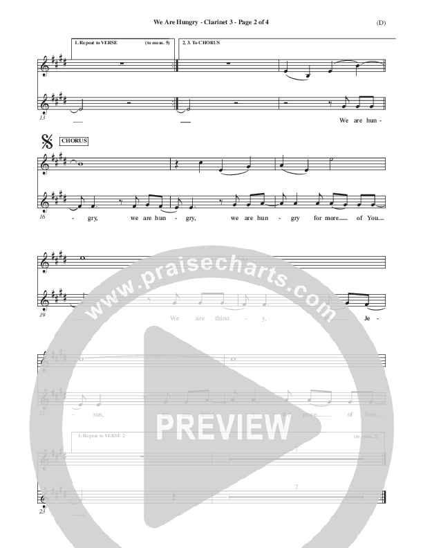 We Are Hungry Clarinet 3 (Brad Kilman)