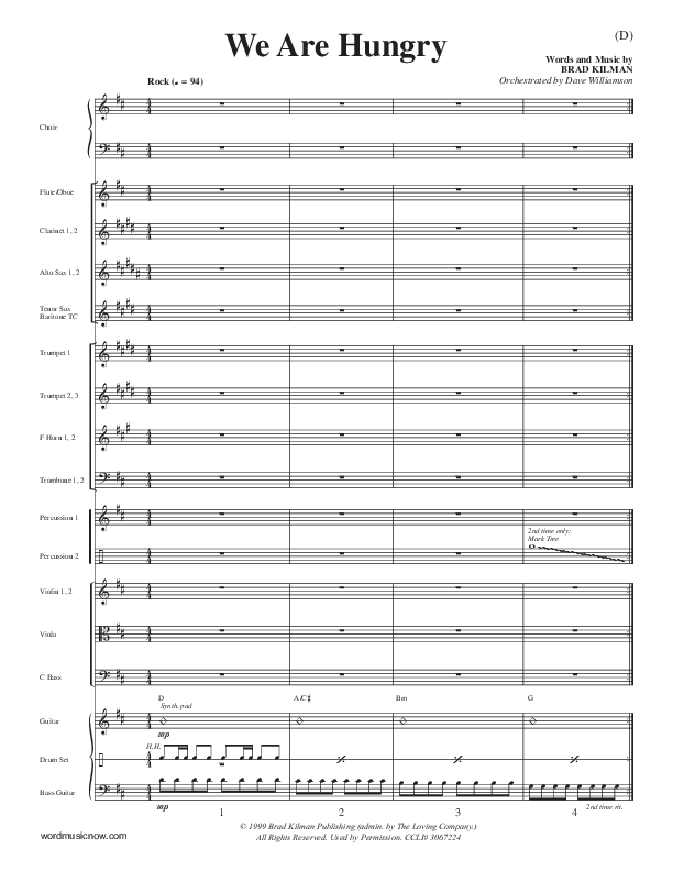 We Are Hungry Conductor's Score (Brad Kilman)