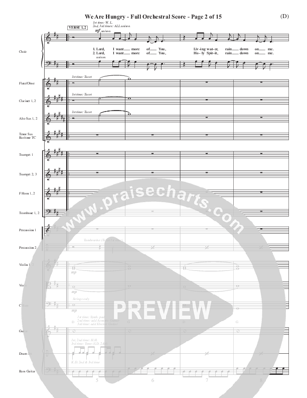 We Are Hungry Conductor's Score (Brad Kilman)