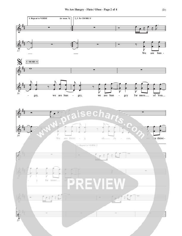 We Are Hungry Flute/Oboe (Brad Kilman)