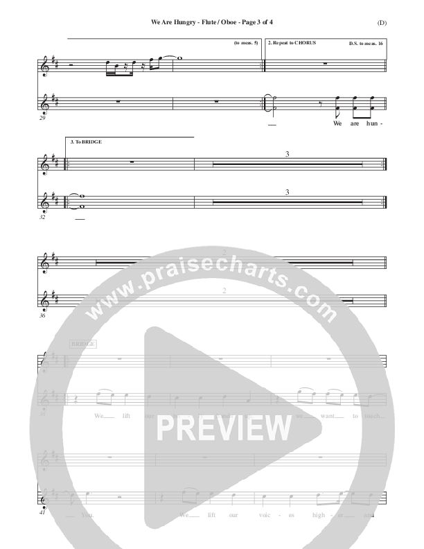 We Are Hungry Flute/Oboe (Brad Kilman)