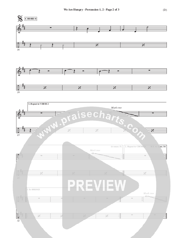 We Are Hungry Percussion 1/2 (Brad Kilman)