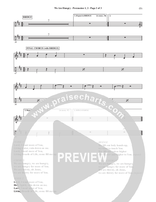 We Are Hungry Percussion 1/2 (Brad Kilman)