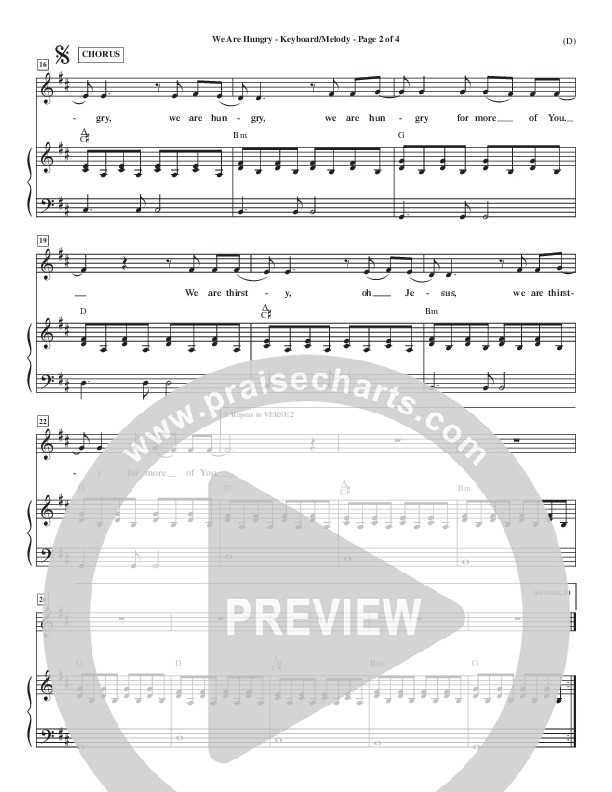 We Are Hungry Piano/Vocal (Brad Kilman)