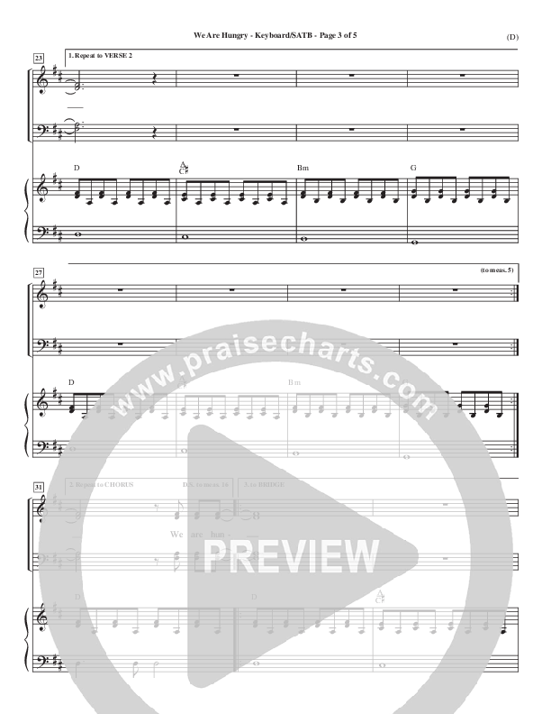 We Are Hungry Piano/Vocal (SATB) (Brad Kilman)