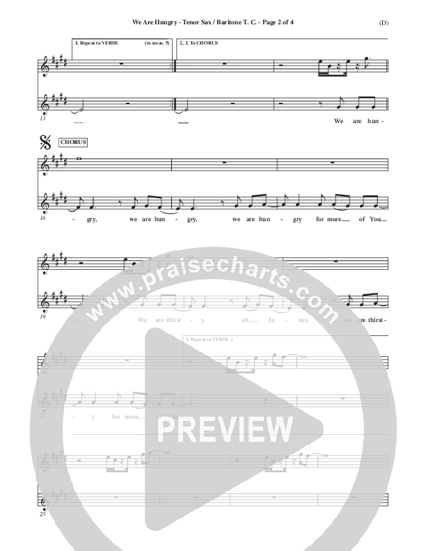 We Are Hungry Tenor Sax 2 (Brad Kilman)