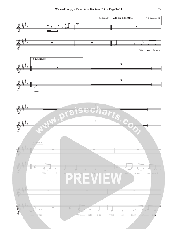 We Are Hungry Tenor Sax 2 (Brad Kilman)