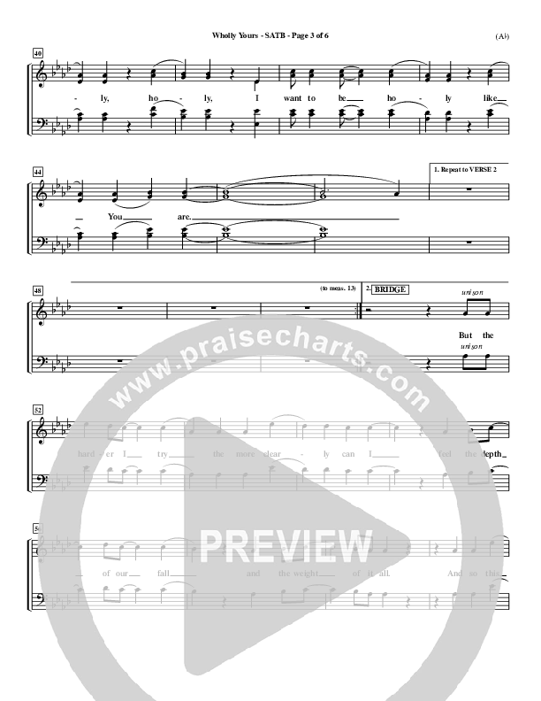 Wholly Yours Choir Sheet (SATB) (David Crowder)