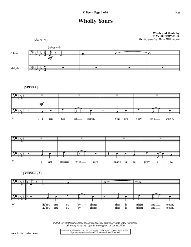 Wholly Yours Contrabass (David Crowder)