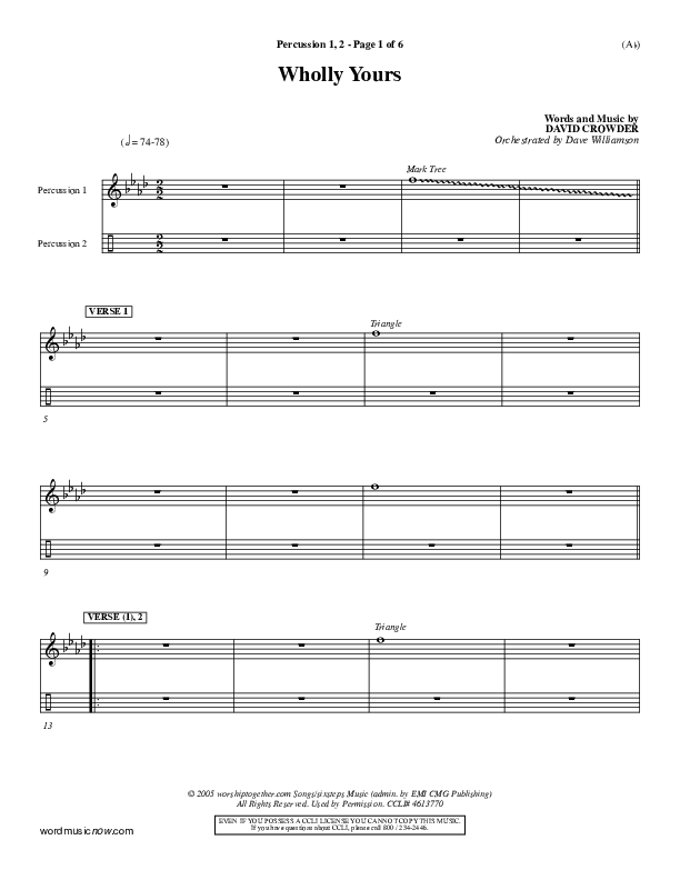 Wholly Yours Percussion 1/2 (David Crowder)