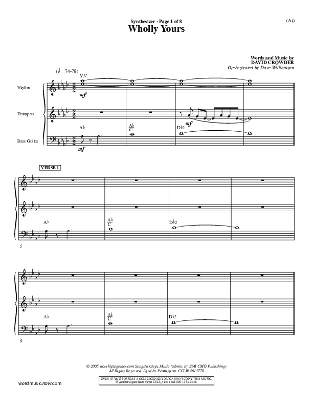 Wholly Yours Synth (David Crowder)