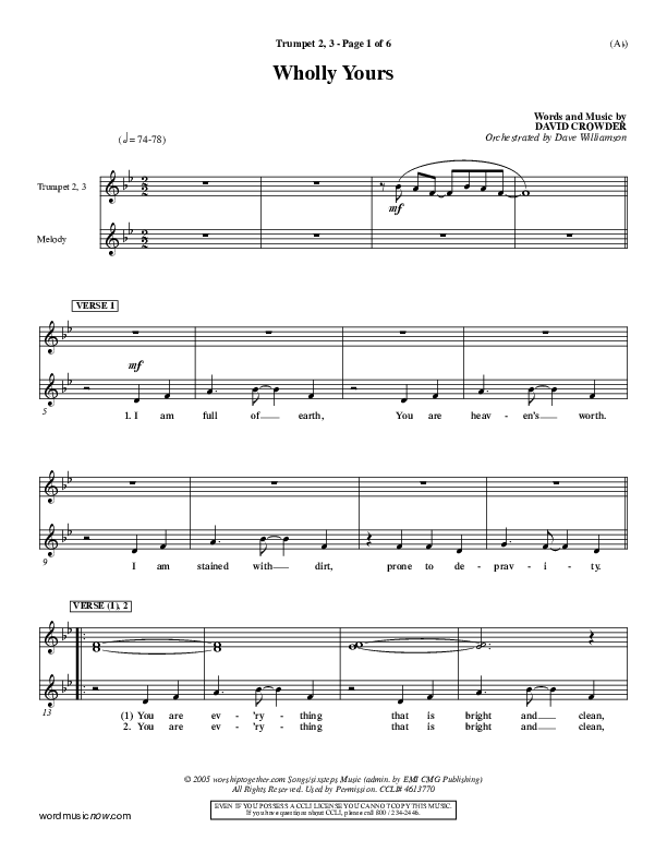 Wholly Yours Trumpet 2/3 (David Crowder)