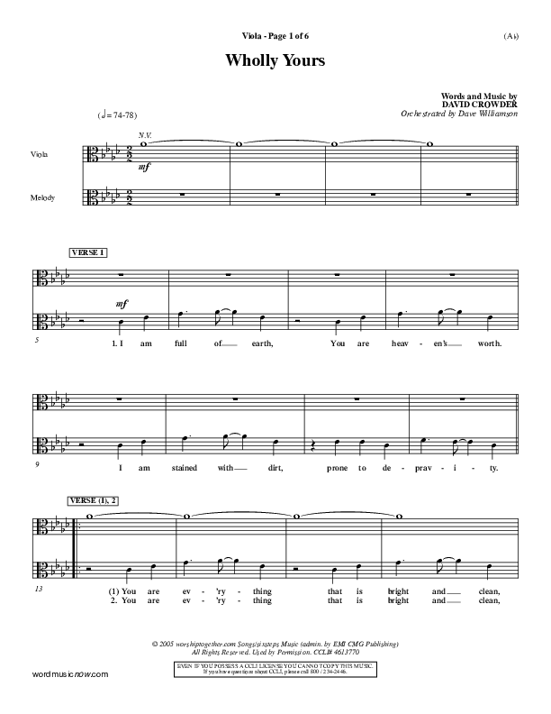 Wholly Yours Viola (David Crowder)