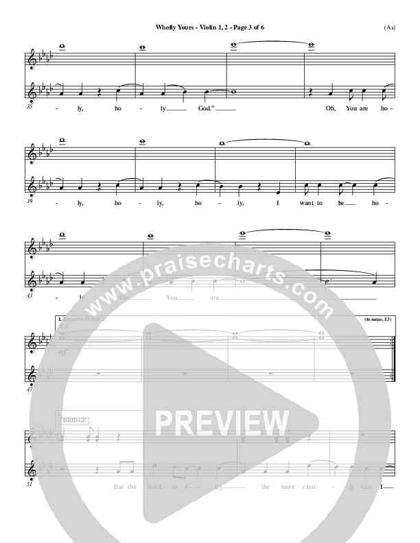 Wholly Yours Violin 1/2 (David Crowder)