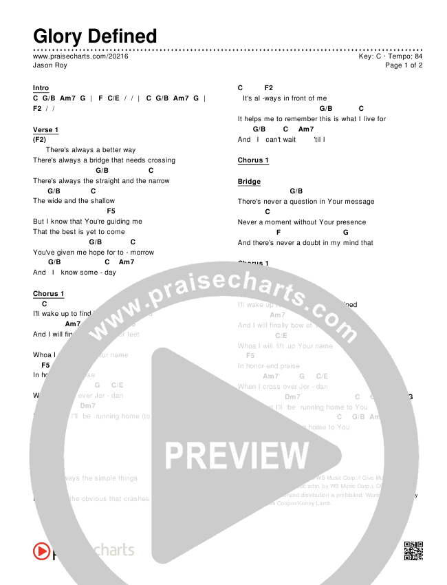 Glory Defined Chords & Lyrics (Jason Roy)