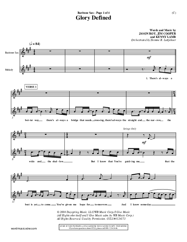 Glory Defined Bari Sax (Jason Roy)