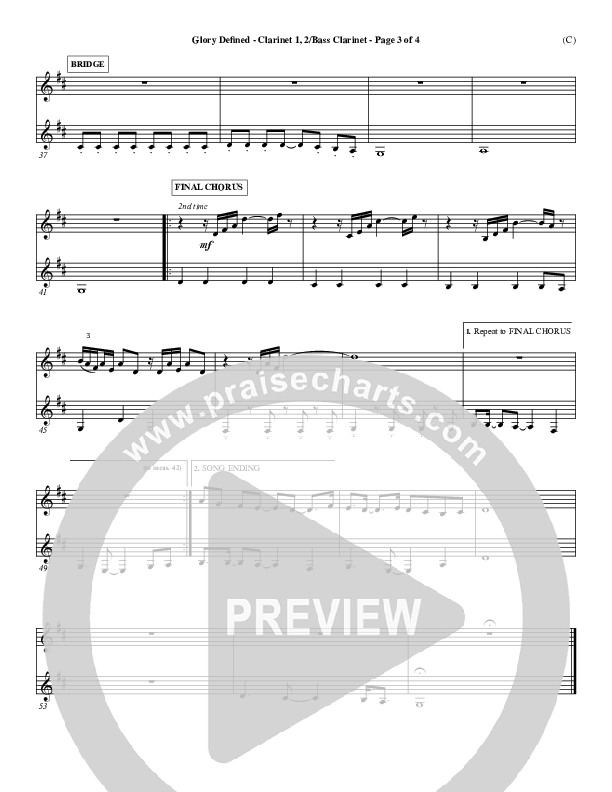 Glory Defined Clarinet 1/2, Bass Clarinet (Jason Roy)