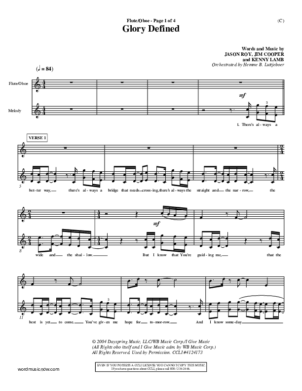 Glory Defined Flute/Oboe (Jason Roy)