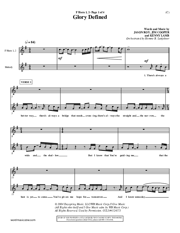 Glory Defined French Horn 1/2 (Jason Roy)