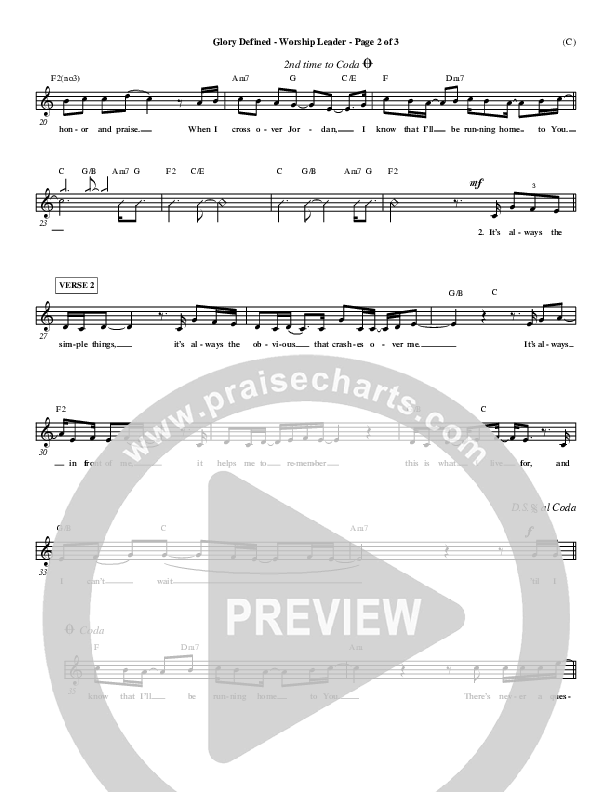 Glory Defined Lead Sheet (Jason Roy)