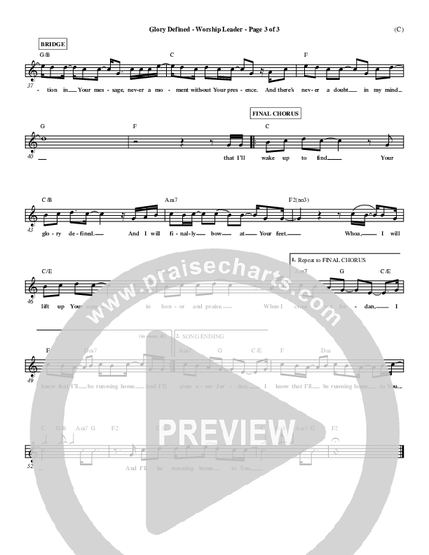Glory Defined Lead Sheet (Jason Roy)