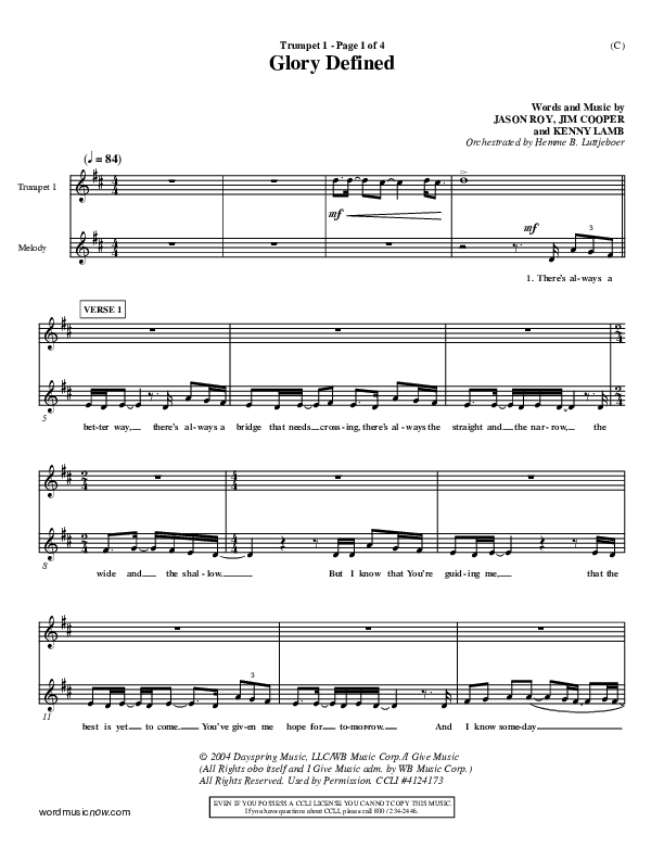 Glory Defined Trumpet 1 (Jason Roy)