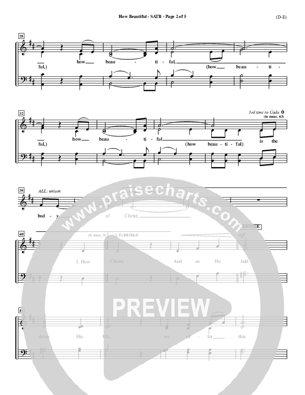 How Beautiful Choir Sheet (SATB) (Twila Paris)