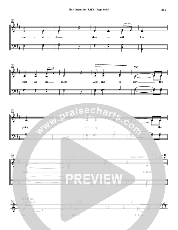 How Beautiful Choir Sheet (SATB) (Twila Paris)