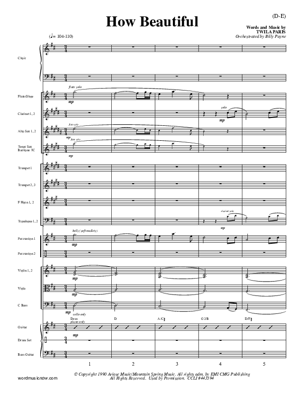 How Beautiful Conductor's Score (Twila Paris)