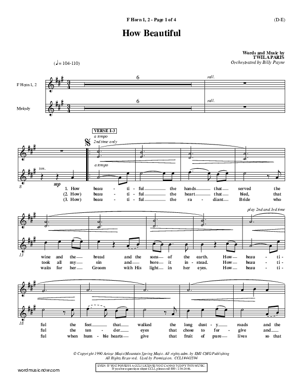 How Beautiful French Horn 1/2 (Twila Paris)