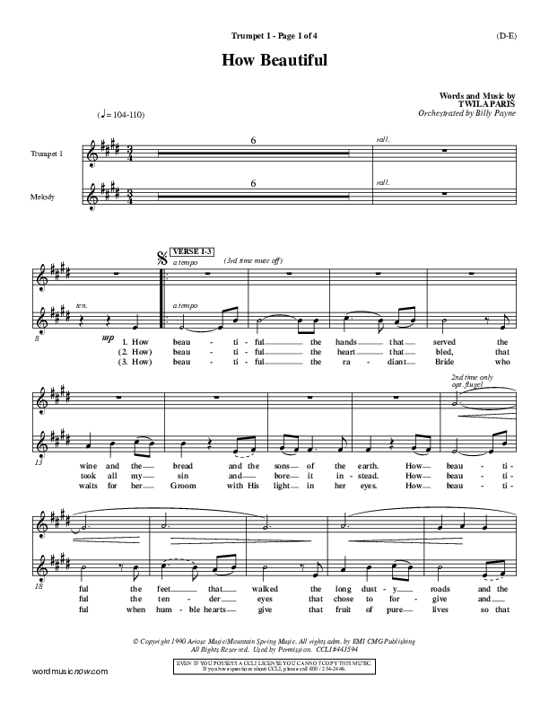 How Beautiful Trumpet 1 (Twila Paris)