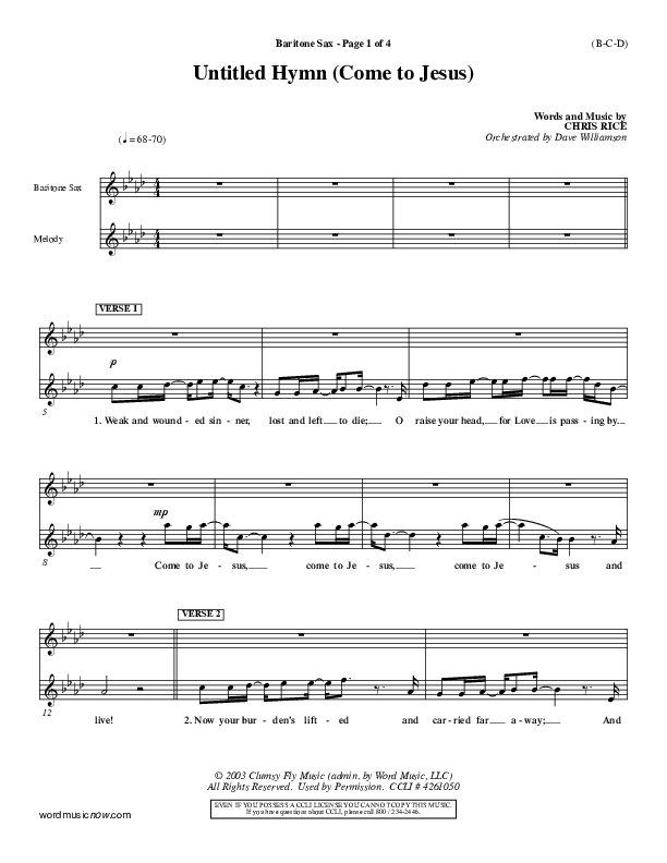 Untitled Hymn (Come To Jesus) Bari Sax (Chris Rice)