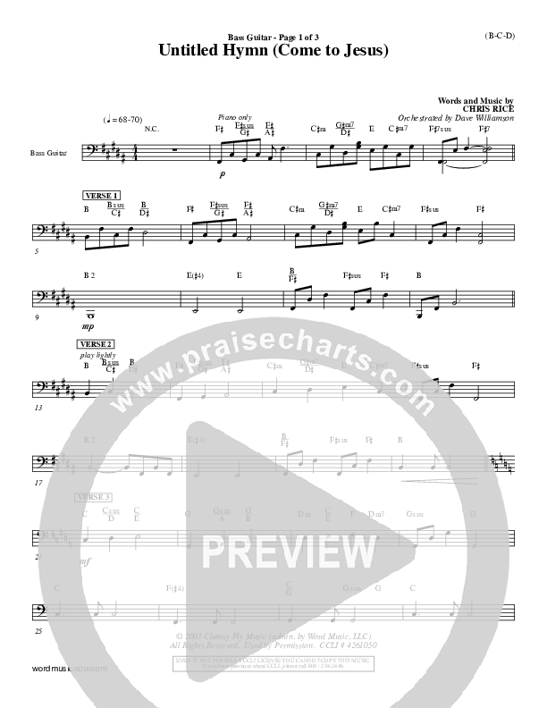 Untitled Hymn (Come To Jesus) Rhythm Chart (Chris Rice)