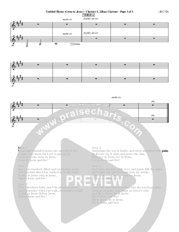 Untitled Hymn (Come To Jesus) Clarinet 1/2, Bass Clarinet (Chris Rice)