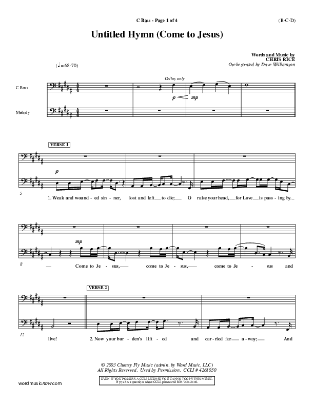 Untitled Hymn (Come To Jesus) Contrabass (Chris Rice)