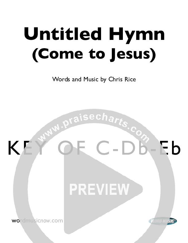 Untitled Hymn (Come To Jesus) Cover Sheet (Chris Rice)
