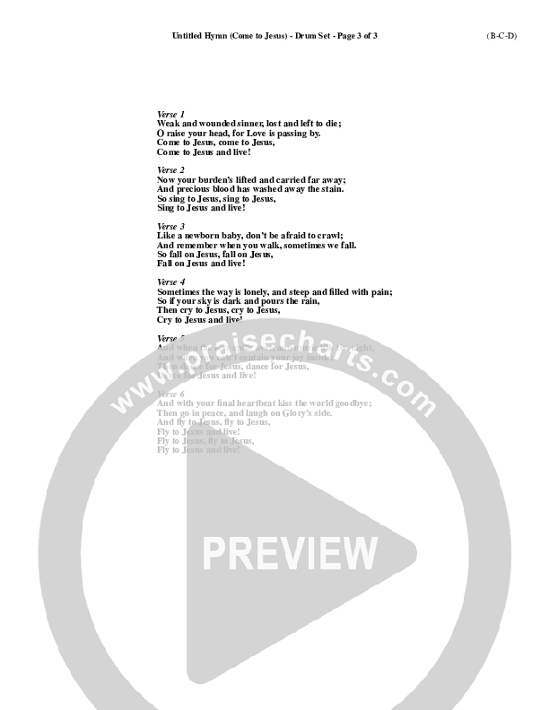 Untitled Hymn (Come To Jesus) Drum Set (Chris Rice)