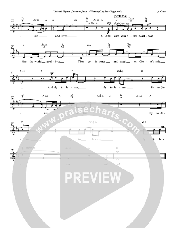 Untitled Hymn (Come To Jesus) Lead Sheet (Chris Rice)