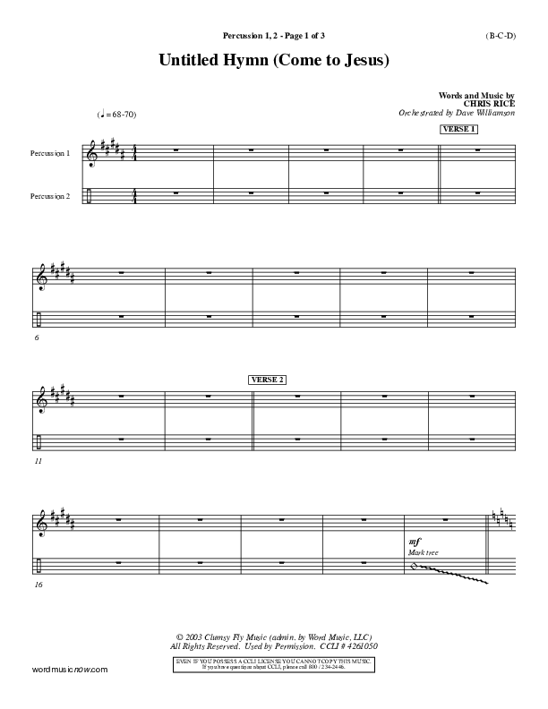 Untitled Hymn (Come To Jesus) Percussion 1/2 (Chris Rice)