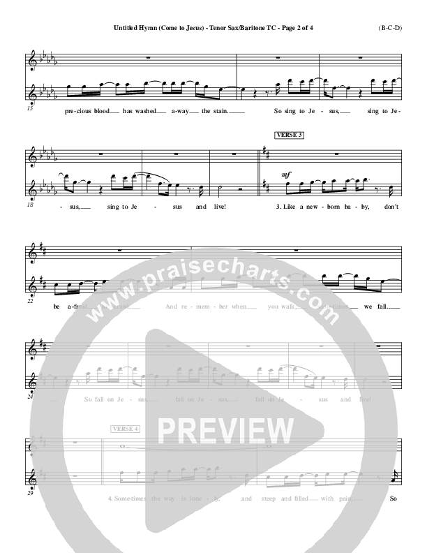 Untitled Hymn (Come To Jesus) Tenor Sax/Baritone T.C. (Chris Rice)
