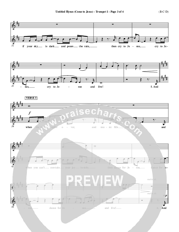 Untitled Hymn (Come To Jesus) Trumpet 1 (Chris Rice)