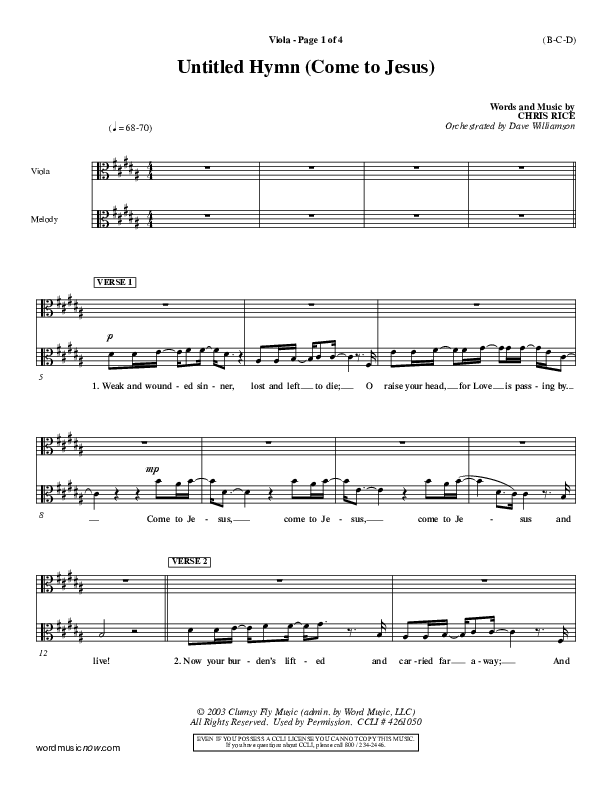 Untitled Hymn (Come To Jesus) Viola (Chris Rice)