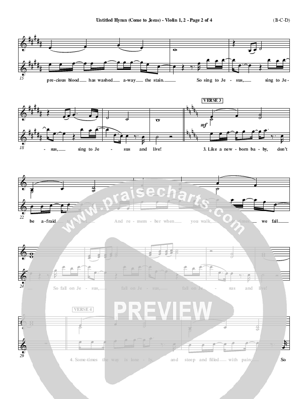 Untitled Hymn (Come To Jesus) Violin 1/2 (Chris Rice)